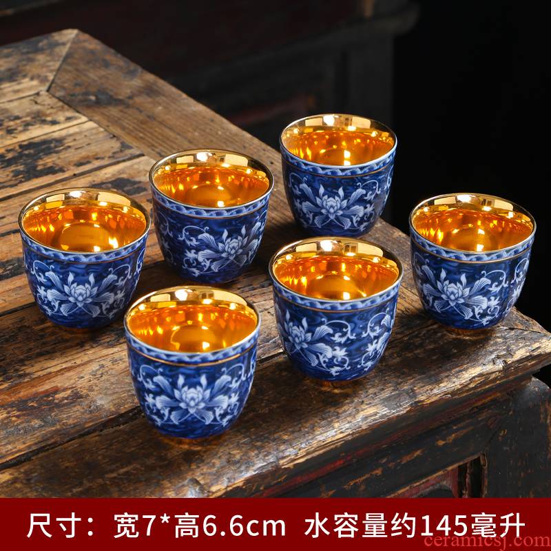 Jingdezhen blue and white porcelain teacup ceramic cups single CPU master cup kung fu tea tea set, the bowl sample tea cup