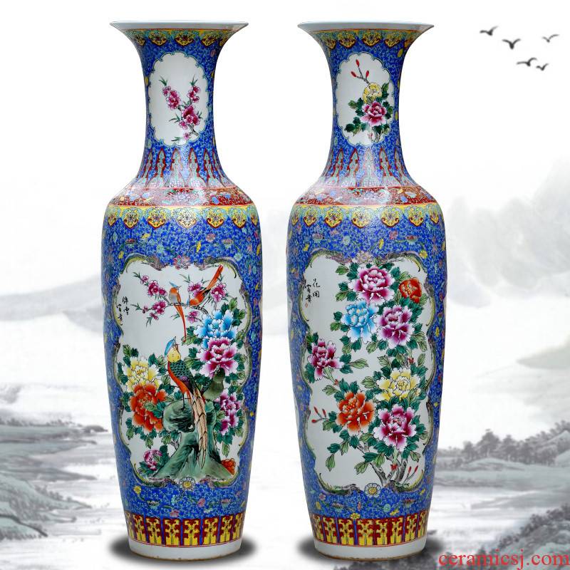 Jingdezhen ceramic hand - made pastel of large vase home sitting room decoration in modern Chinese style hotel decoration furnishing articles