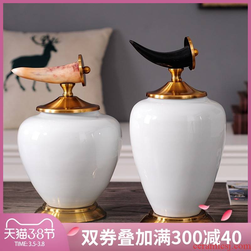 European style living room TV cabinet furnishing articles household act the role ofing is tasted metal ceramic vase modern example room soft outfit new gifts