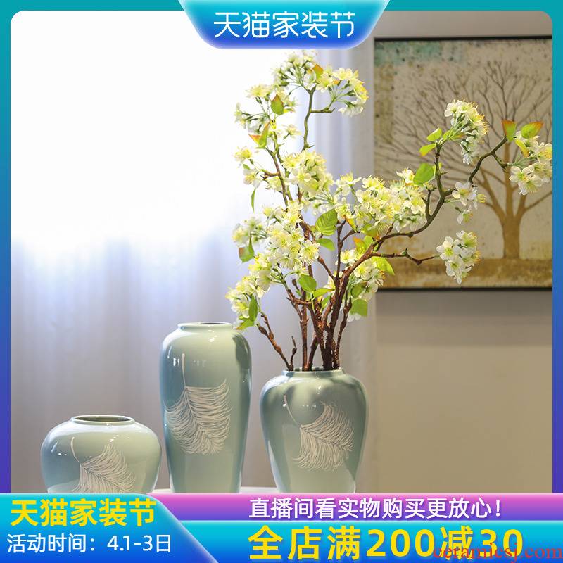 Jingdezhen ceramic checking painting mesa vase club show new Chinese style adornment flowers in the living room small place