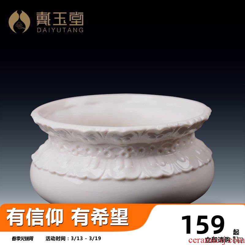 Yutang dai dehua white porcelain home furnishing articles indoor incense holder inserted consecrate Buddha with supplies relief incense bowl of incense buner