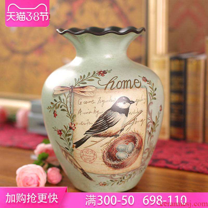 Europe type restoring ancient ways of ceramic vases, flower arranging furnishing articles American creative living room table flowers dried flower decoration of the new Chinese style set