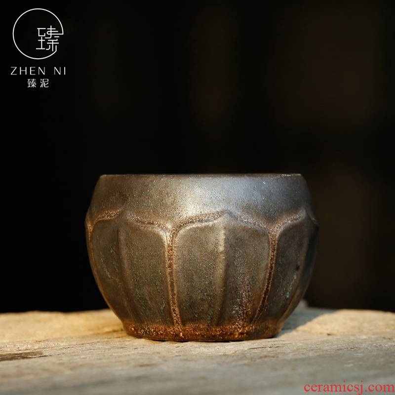 "Gold mud Japanese tea cups rust tea bowl ceramic glaze kung fu master cup variable sample tea cup