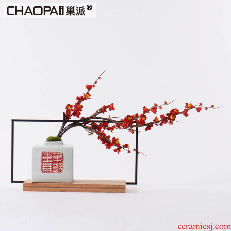 New Chinese style ceramic vase furnishing articles name plum flower potted flower, flower implement whole sitting room study example room dried flowers adorn article
