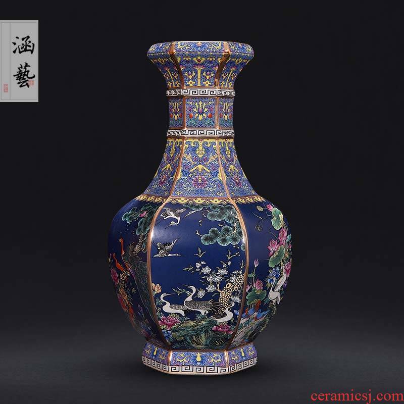 Qianlong vase enamel antique vase of jingdezhen ceramics classical sitting room adornment handicraft furnishing articles present