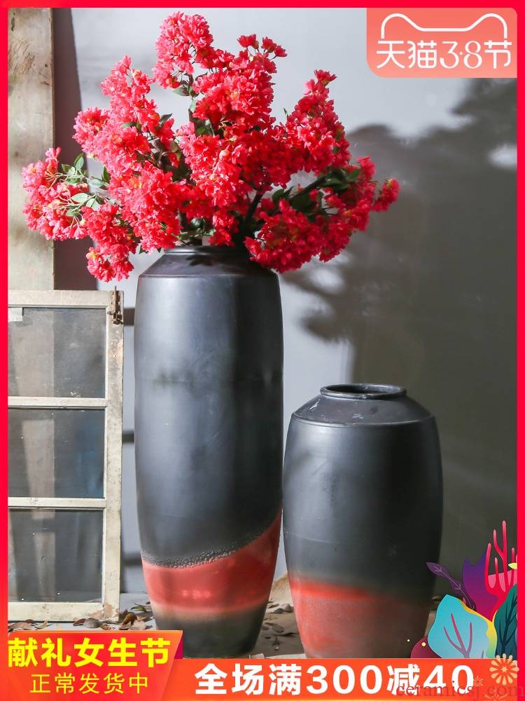 Jingdezhen retro nostalgia pottery decoration amphora ground ceramic furnishing articles manually flower receptacle villa large vase