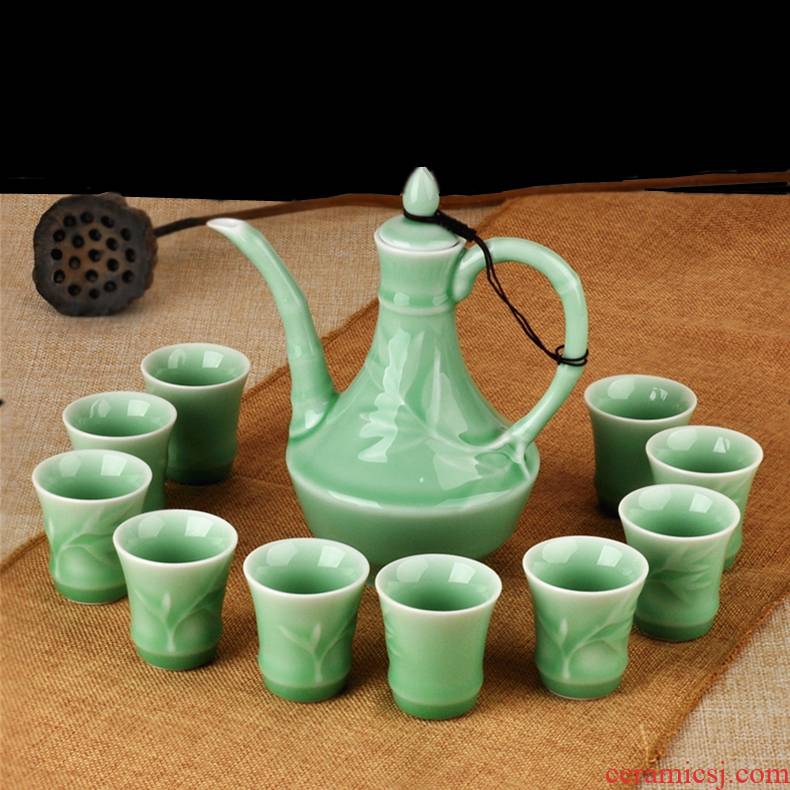 Jingdezhen ceramic wine suits for China wine glass wine liquor celadon hip Chinese wine points home