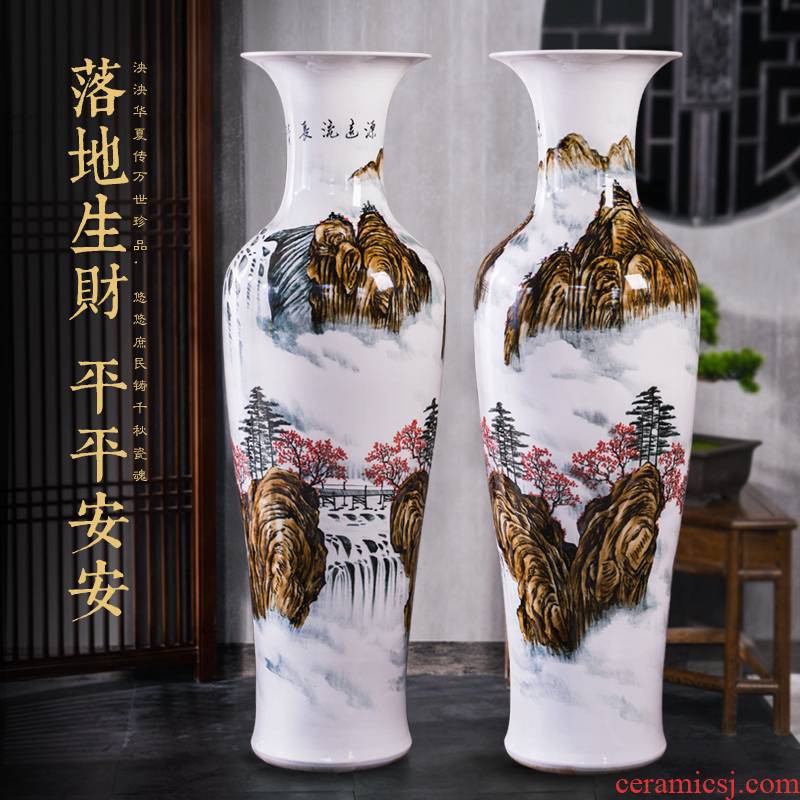 Jingdezhen ceramic hand - made scenery of large vase household housewarming hotel open lobby decoration company in furnishing articles