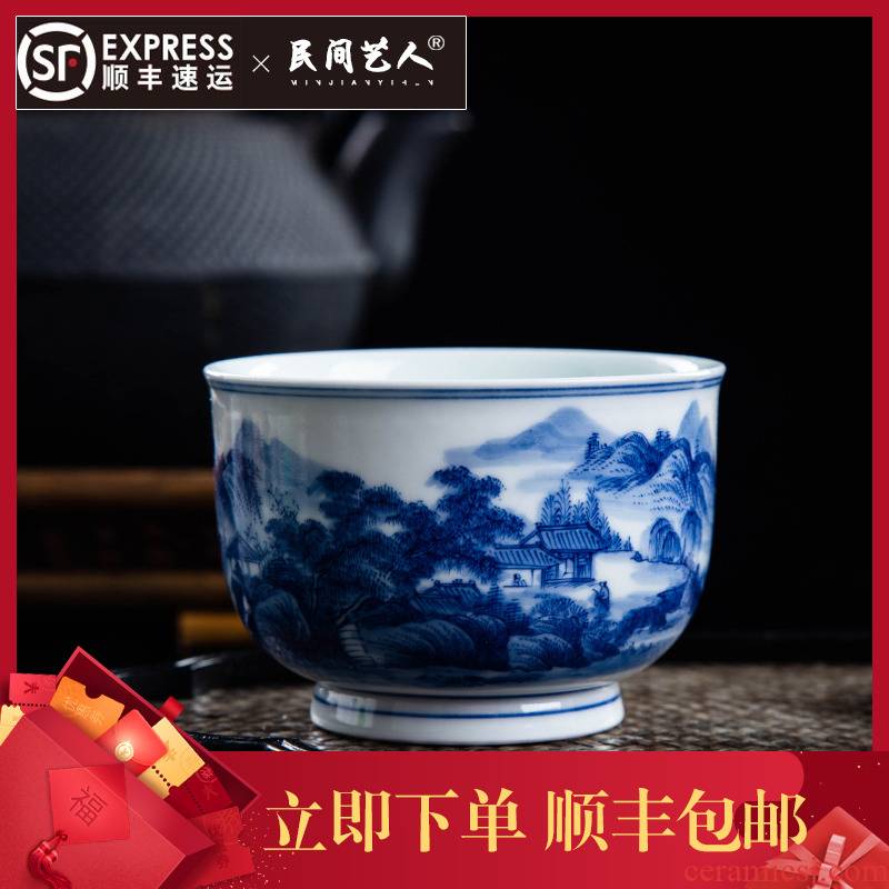 Ceramic kung fu masters cup hand - made porcelain cups landscape sample tea cup all hand heavy jingdezhen tea single CPU