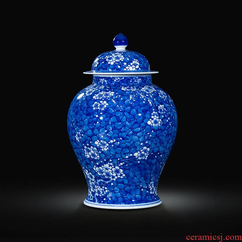 Jia lage jingdezhen ceramics archaize general blue ice mei pot sitting room study home furnishing articles