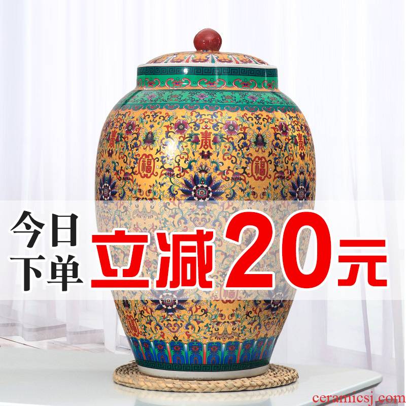 Jingdezhen ceramic barrel barrel storage bins 20 jins 30 jins of 50 pounds with cover seal storage tank with moistureproof insect - resistant