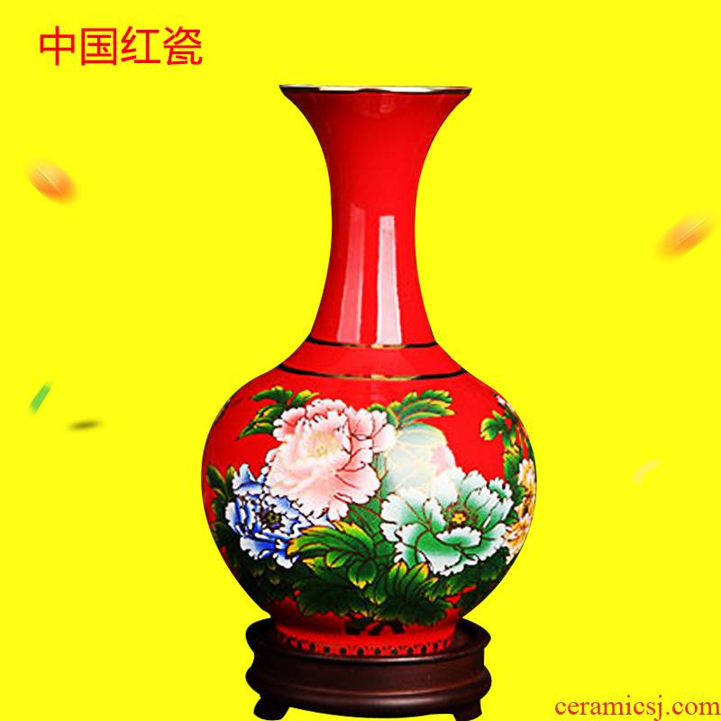 Xiang feels ashamed liling up China red porcelain vase small bottles of blooming flowers, modern Chinese style household decorative furnishing articles