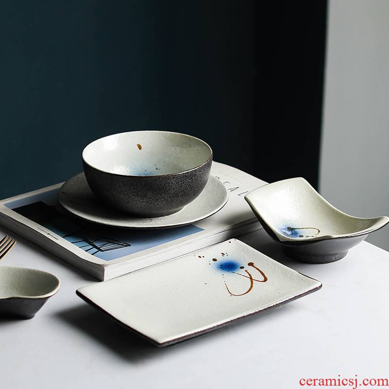 Square creative ceramic plate quartet soup plate side dish dish dish hand - made creative household utensils hotel