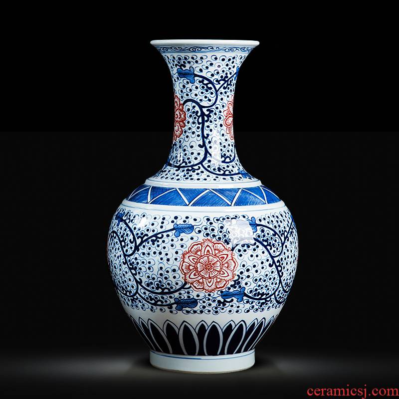 Jingdezhen ceramics hand - made porcelain bound branch lotus home sitting room adornment wine bottle furnishing articles of handicraft