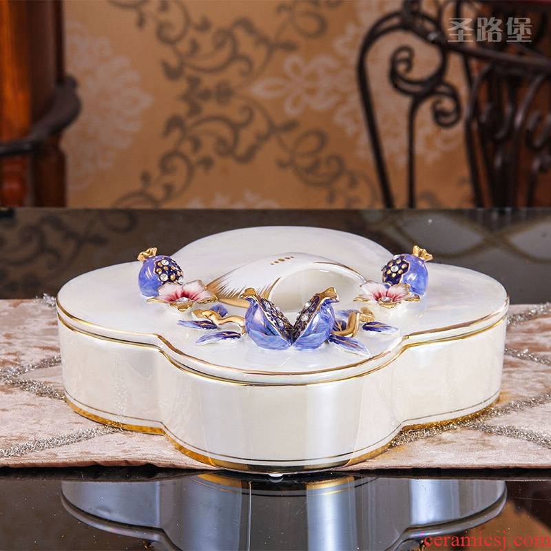 SAN road fort European compote sitting room ceramic dry fruit tray was creative four compote household size with cover candy box
