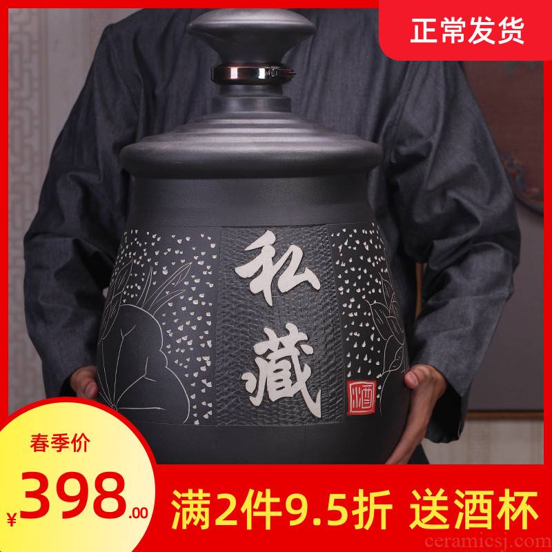 Jingdezhen ceramic jars big upset it caches store wine 50 kg of household seal archaize mercifully jars hip flask