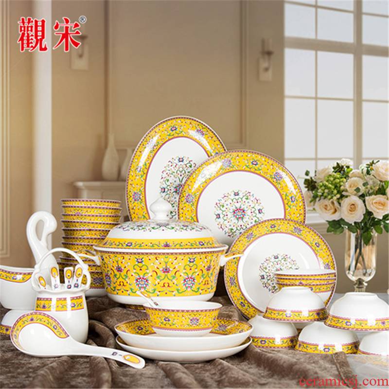 The View of song View after song dynasty jingdezhen classical Chinese wind powder enamel made pottery on the ipads porcelain glaze porcelain tableware gift sets