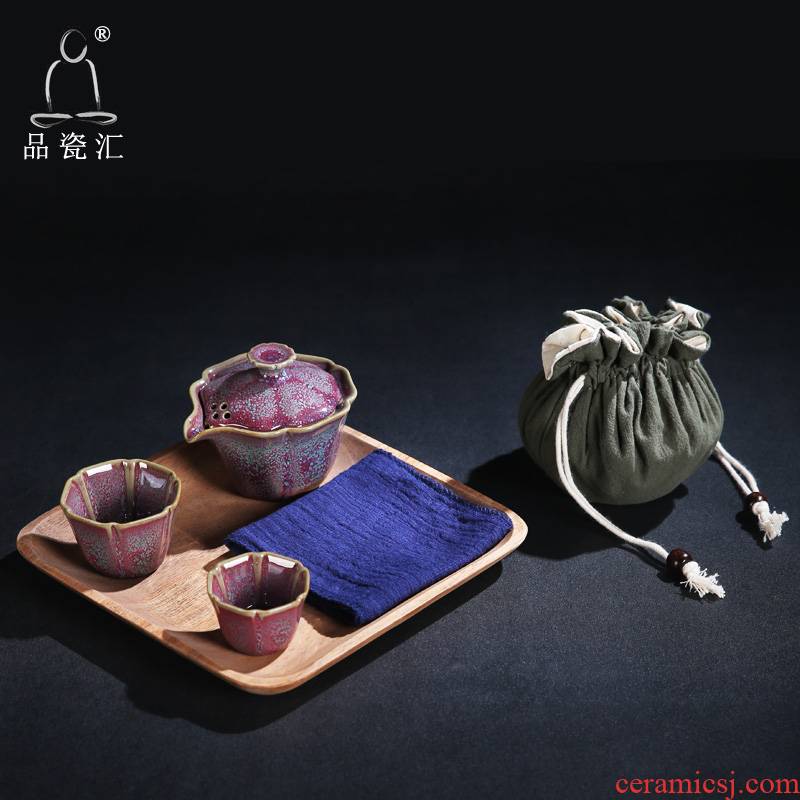 The Product outside the porcelain sink pavilion masterpieces crack cup travel a pot of two cups of kung fu tea set suit portable dry terms plate of the teapot