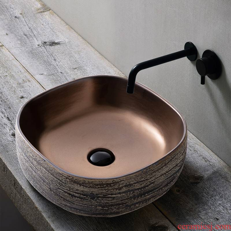 Outside on the drawing in the jin tai basin to restore ancient ways the sink single square hotel guest hotel ceramic art basin