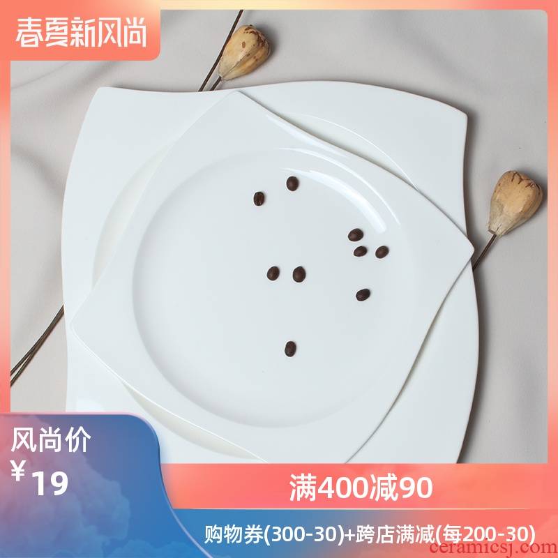 Pure creative western - style abnormity square ipads porcelain plate beefsteak dish plates western - style food tableware suit