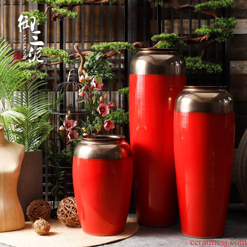 Large vases, ceramic I and contracted the new Chinese style Chinese red red wedding flower arrangement festival furnishing articles to the living room