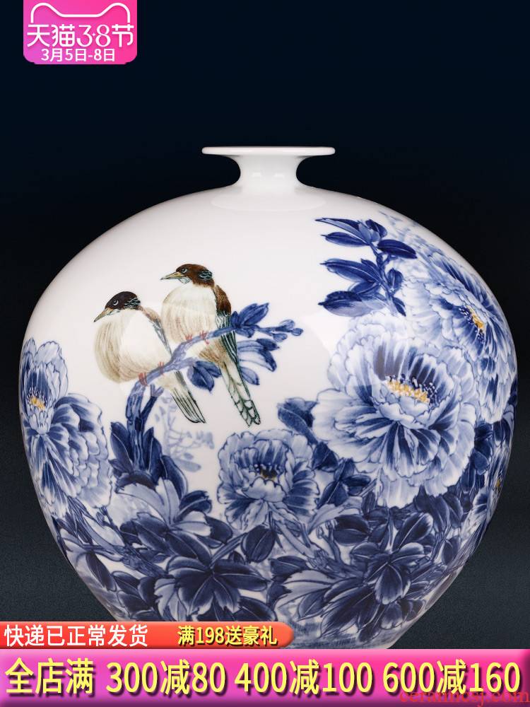Jingdezhen ceramics by hand draw blue and white porcelain vases, flower arrangement of Chinese style household furnishing articles, the sitting room porch decorations