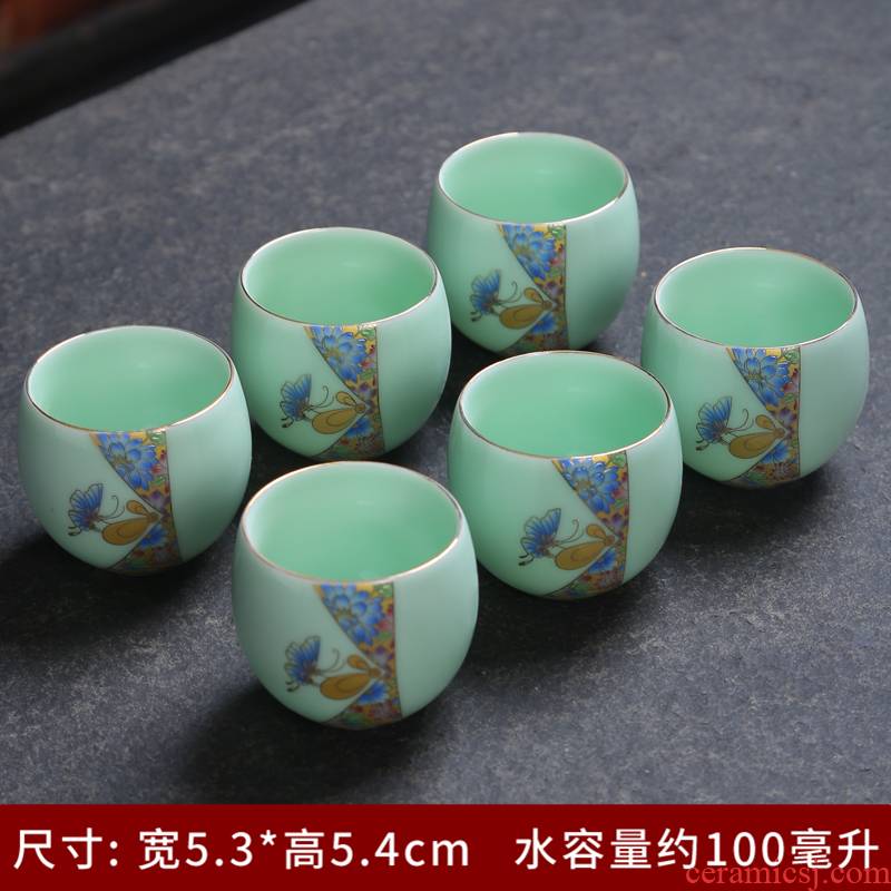 Tea celadon silver cup 999 ceramic building light silver sample Tea cup cup bowl household kung fu Tea master list