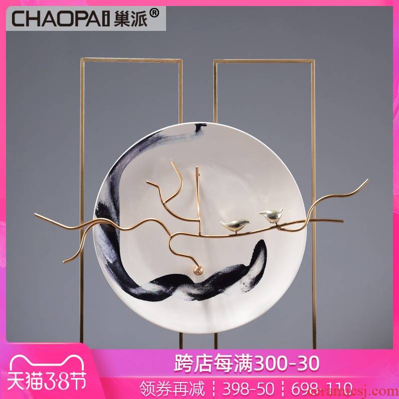New Chinese style porch ceramic plate of furnishing articles between creative home example metal soft adornment ark of edge of chair of the sitting room decoration