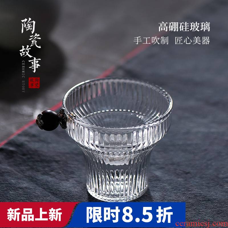The Filter creative Japanese vertical stripes story glass) exchanger with the ceramics high temperature resistant) gauze tea accessories