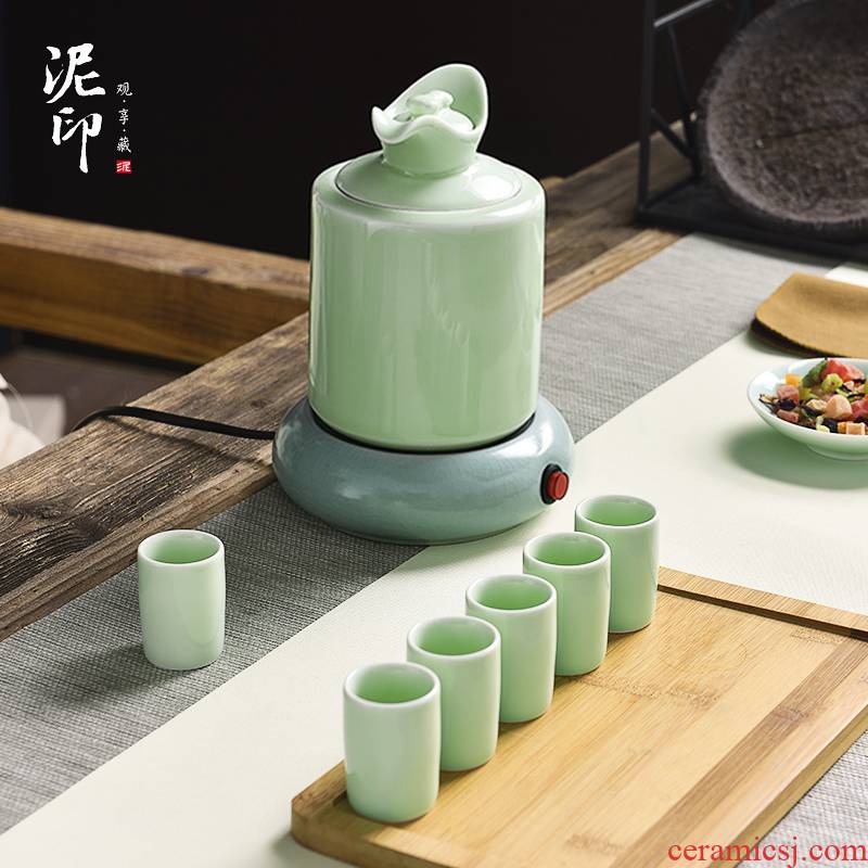 Ceramic mud seal temperature wine wine set electric heating hot hip household of Chinese style wine and rice wine liquor
