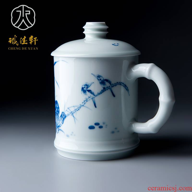 Cheng DE hin kung fu tea set, jingdezhen ceramic hand - made LianYun office cup 12 blue cup