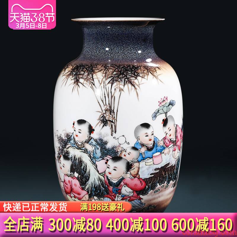 Jingdezhen ceramics craft up with tong qu, vases, flower arrangement sitting room of the new Chinese style household adornment furnishing articles present