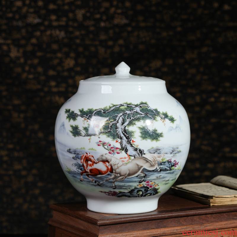 Jingdezhen ceramics furnishing articles with cover storage tank altar of new home sitting room adornment kitchen caddy fixings barrel