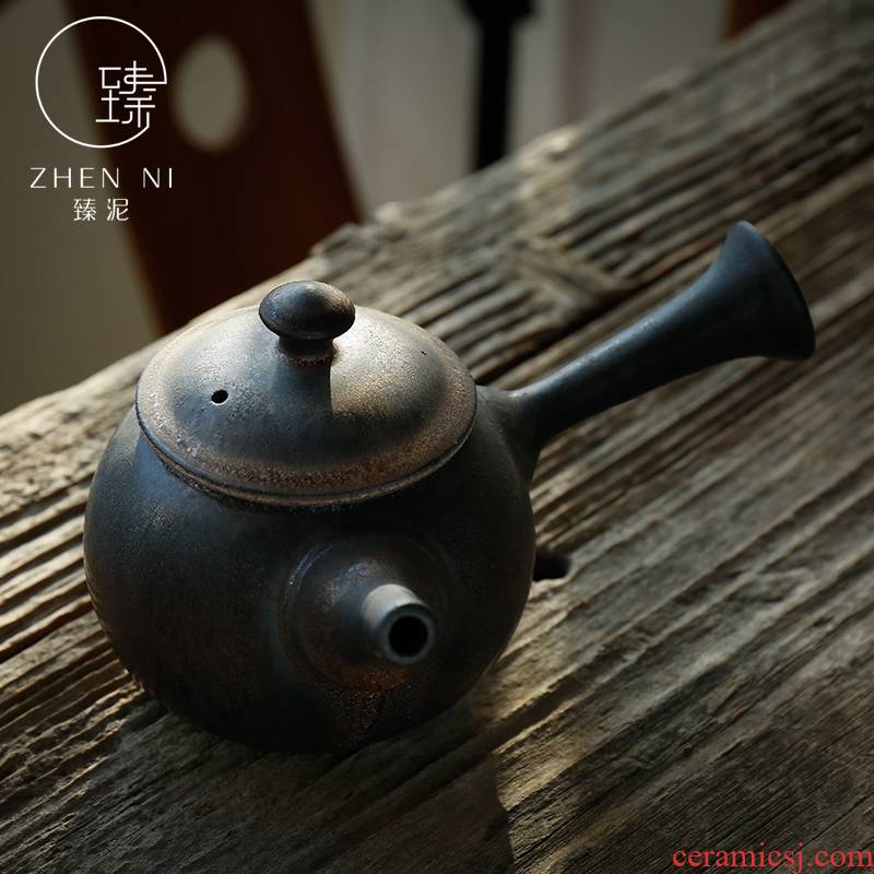 By manual fine gold mud side teapot checking iron glaze ceramic teapot Japanese up kung fu tea tea pot