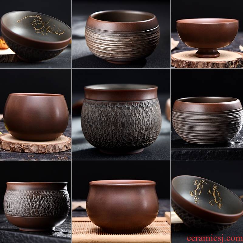 Small ceramic cups single nixing TaoQuan hand sample tea cup single master kung fu tea set with glass