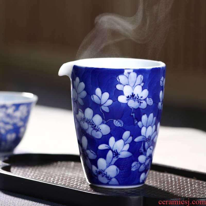 Mountain sound reasonable yulan sea blue and white hand draw together a cup of tea cup tea ware jingdezhen ceramic kung fu tea set