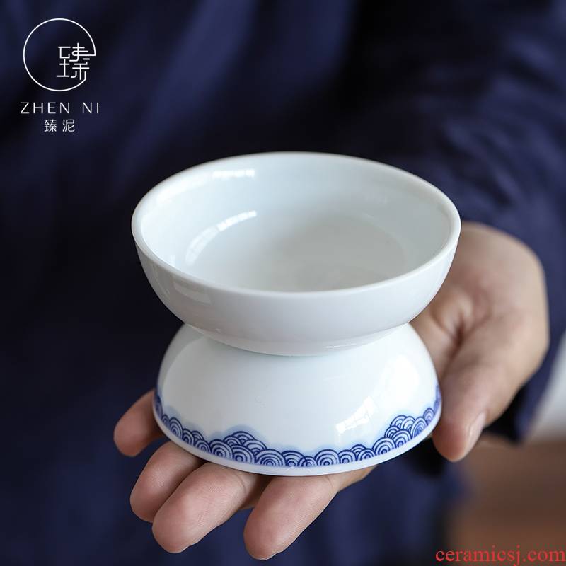 "Blue and white porcelain clay) is a set of household tea tea tea filter filter net Japanese kung fu tea accessories
