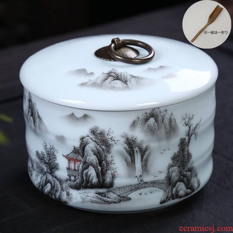 Ceramic medium large caddy fixings seal storage tank to store tea warehouse tea tea urn red green tea packaging box