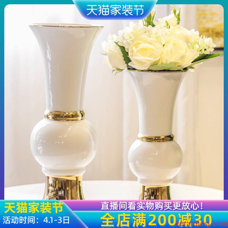 Jingdezhen light European - style key-2 luxury furnishing articles adornment home sitting room office table vase simulation flower decoration