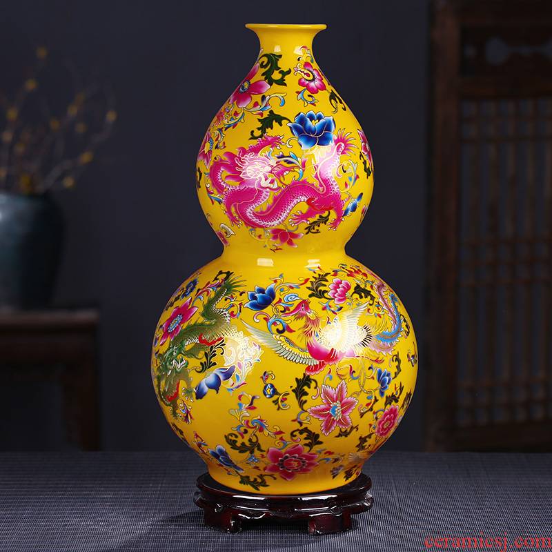 Ceramic powder of large vase inserted colored enamel vase of modern Chinese style flower implement furnishing articles furnishing articles decoration large living room