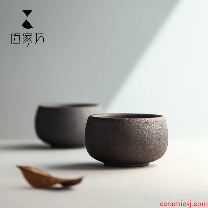 The Wu family fang ceramic masters cup single cup large Japanese coarse pottery cups kung fu tea set sample tea cup zen stone grain