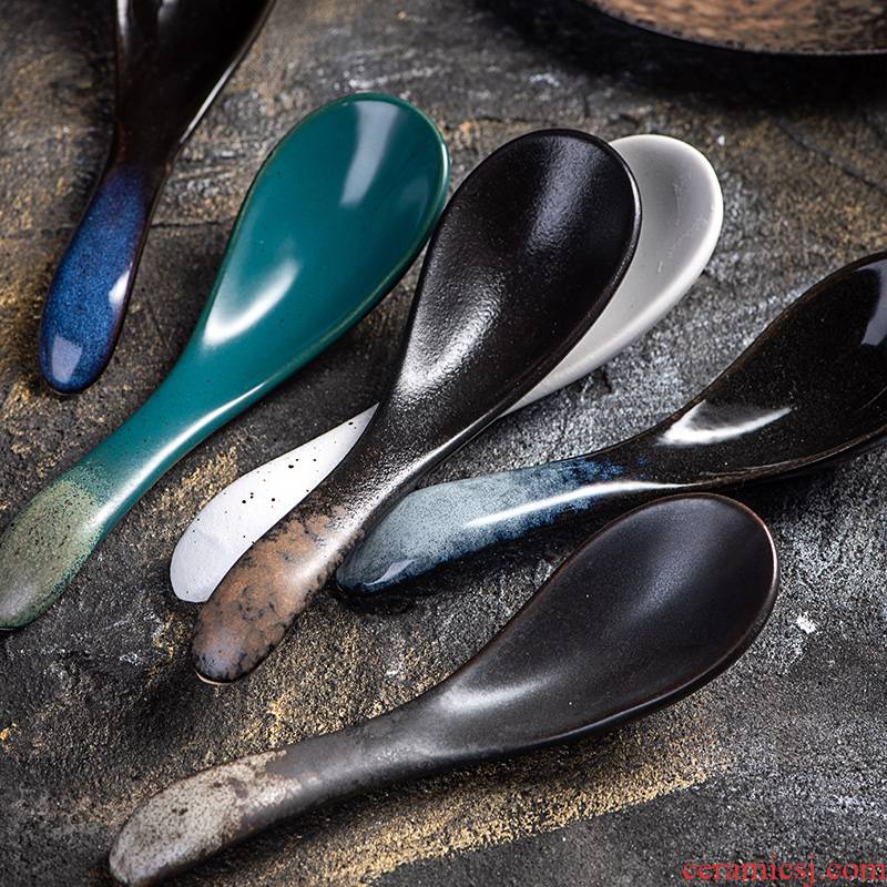 KaiGu Japanese creative ceramic spoon, household small spoon, spoon, spoon to ultimately responds soup spoon porridge spoon, lovely dinner spoon