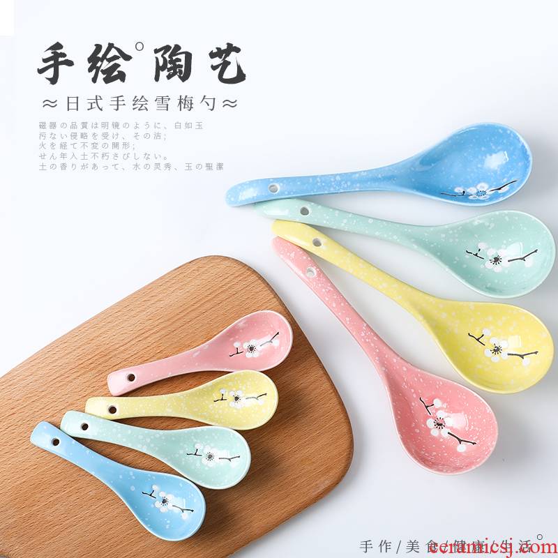 Spoon porcelain run Japanese suits for the home became a Spoon ladle creative the small Spoon, lovely long handle ceramic Spoon