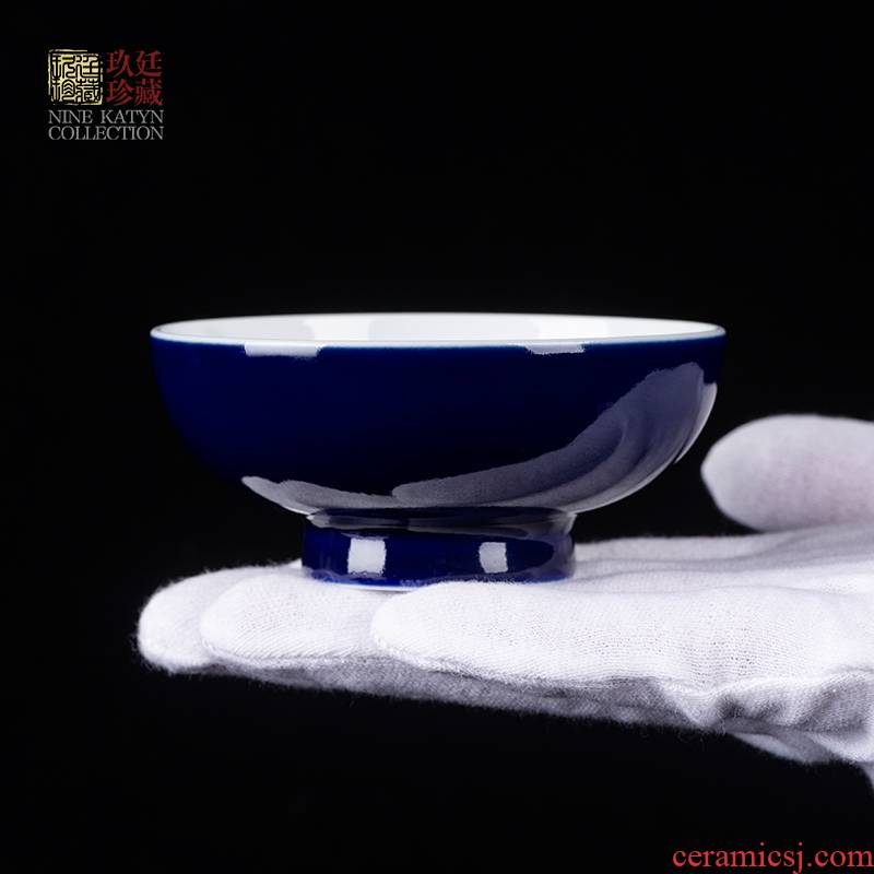 About Nine katyn ji blue glaze glass ceramics jingdezhen blue and white landscape hand - made offering blue pu sample tea cup master cup single CPU