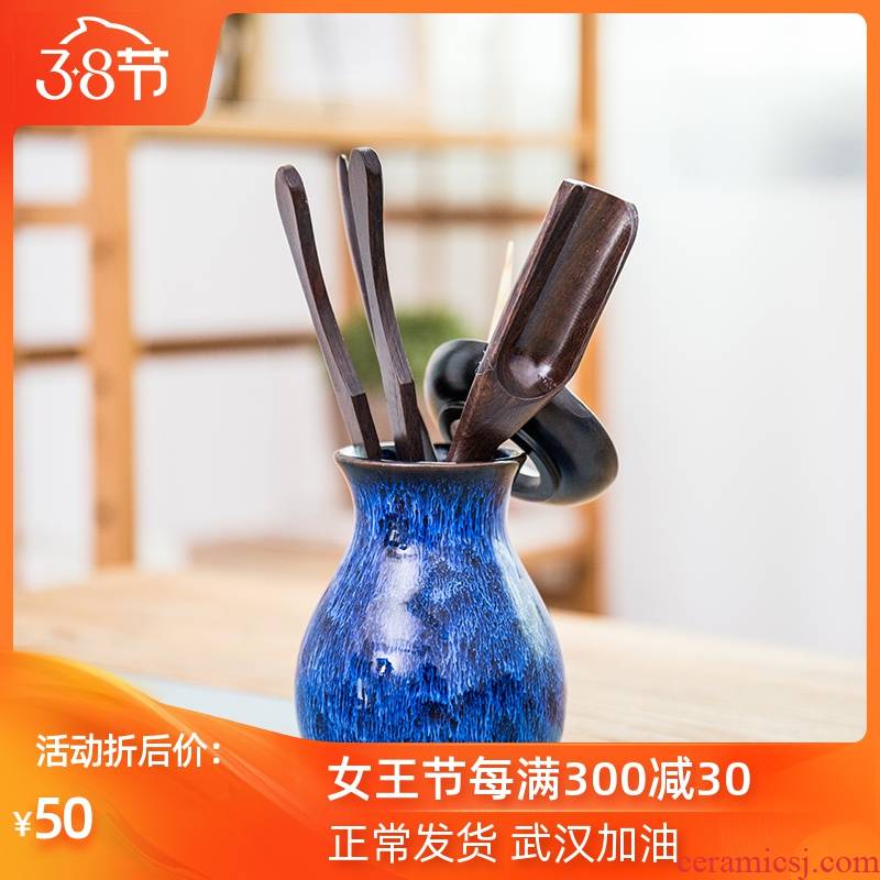 Ya xin $# up ceramic ebony tea six gentleman home tea art combination teaspoons ChaGa ChaZhen accessories