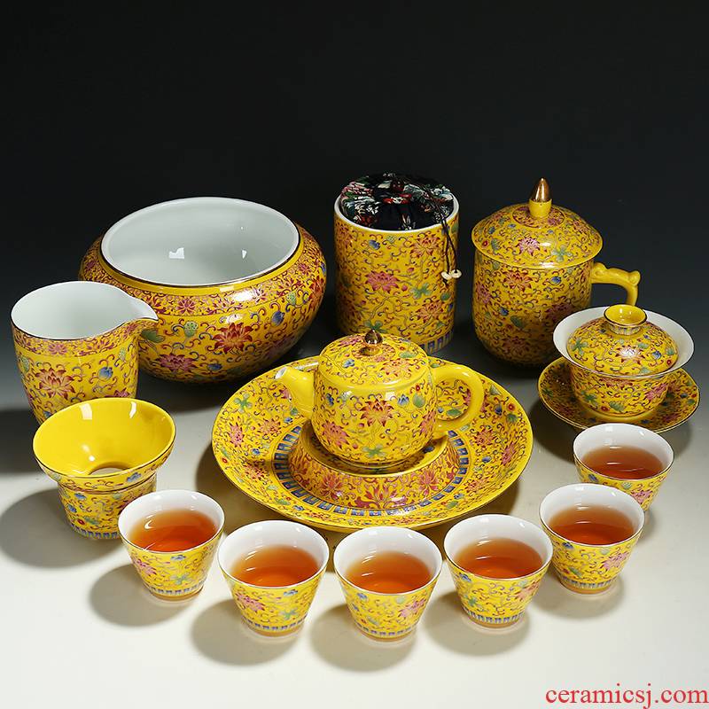 Manual pick flowers set of tea sets sample tea cup ceramic cups Manual kung fu tea sets famille rose flower tea