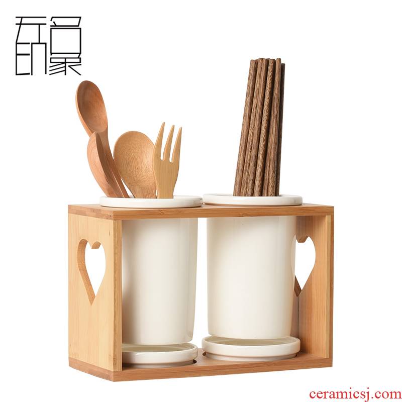 Unknown impression contracted ceramic tube of chopsticks chopsticks box shelf household kitchen drop the spoon to receive