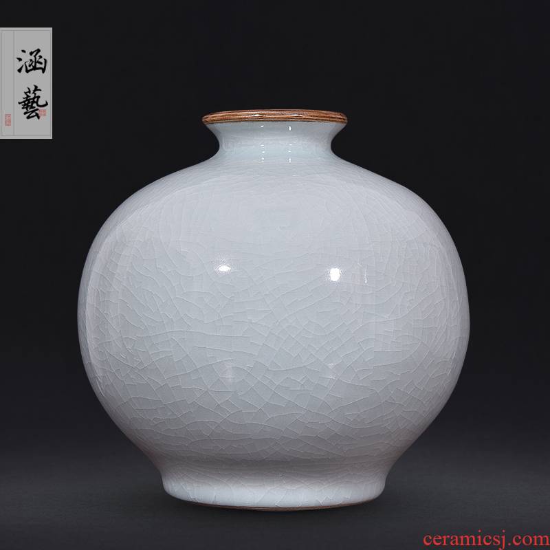 Jingdezhen ceramics new Chinese style living room rich ancient frame retro flower vase household adornment handicraft furnishing articles