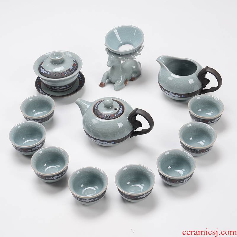 Zhuo royal kung fu tea set a complete set of antlers) combination elder brother up with glass ceramic teapot office household gifts