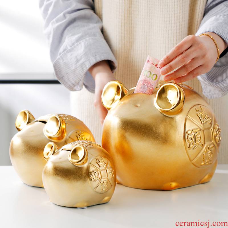 Ceramic mice can praise money piggy bank children can save desirable piggy bank rat furnishing articles large piggy bank 2020 gold